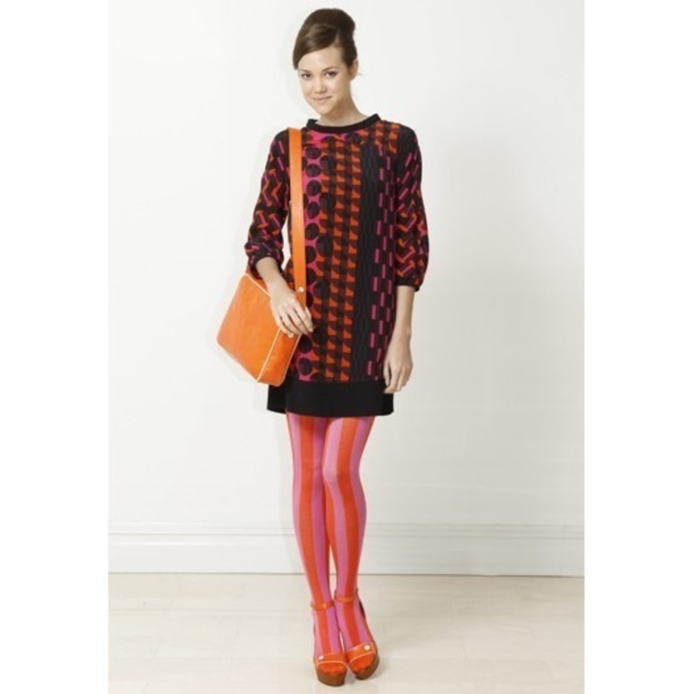 M Missoni Resort 2012 Silk Mod Shift Dress Geometric Abstract Print Italy Size 6
